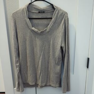 Miss Me Heather Gray Ribbed Knit Top